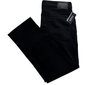 Buffalo David Bitton Straight Six Mens Black Rinse Stretch Jeans 34x30